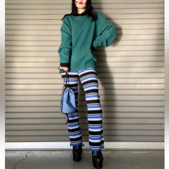 UNIQLO x MARNI Merino Blend Semi Flare Knitted Pants in Blue Sz. Small - Picture 5 of 15